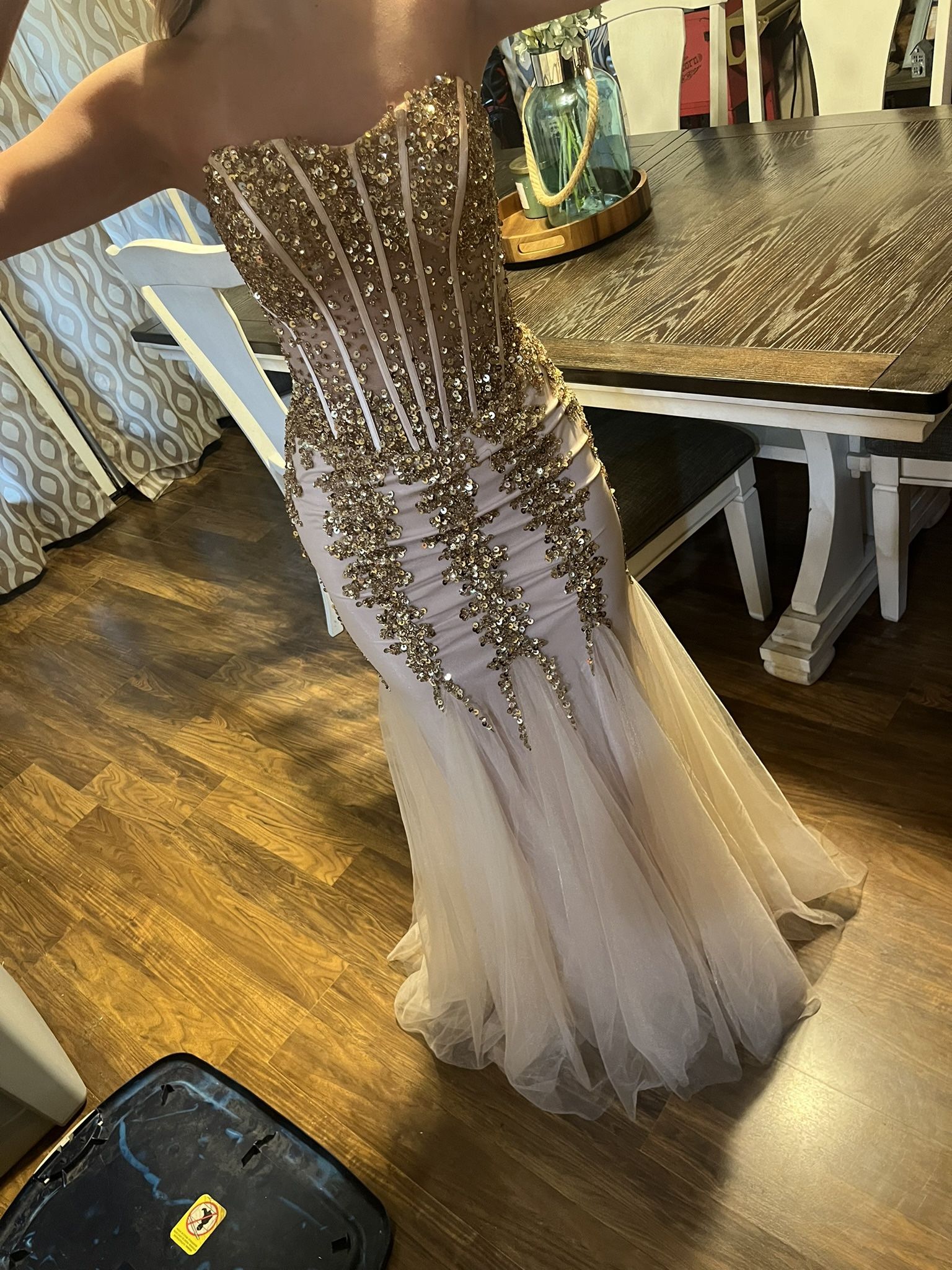Prom Dress Jovani Pink Dress(gold Sequin)