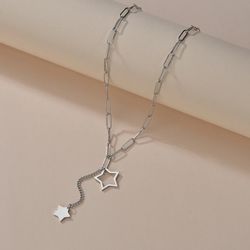 M Trendy Stainless Steel Tiny Star Pendant Necklace