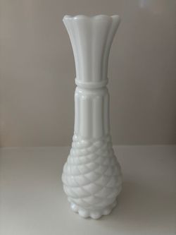 Milk Glass Bud Vase with Pineapple Texture