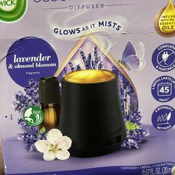 AirWick Essential Diffuser Lavender & Almond Blossom Fragrance Glows As It Mists