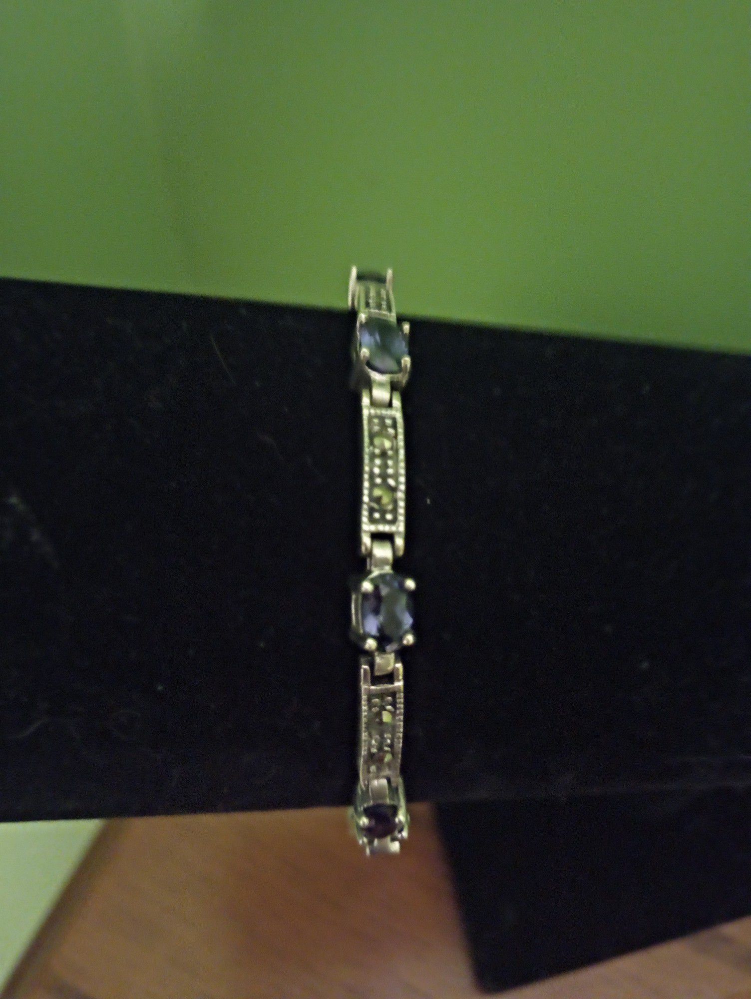 Gorgeous amethyst marcasite and Sterling silver bracelet 7"