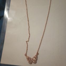 Rose Gold Butterfly Pendant Necklace 