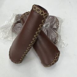 Brown Leather Bike Grips