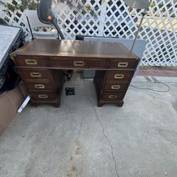 Hekman  Mahogany & Leather Campaign Style Desk