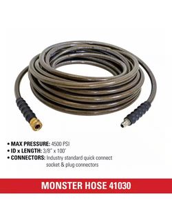 BRAND NEW Shop SIMPSON Monster Hose 3/8 In. x 100 ft. Replacement/Extension Hose with QC Connections for 4500 PSI Cold Water Pressure Washers