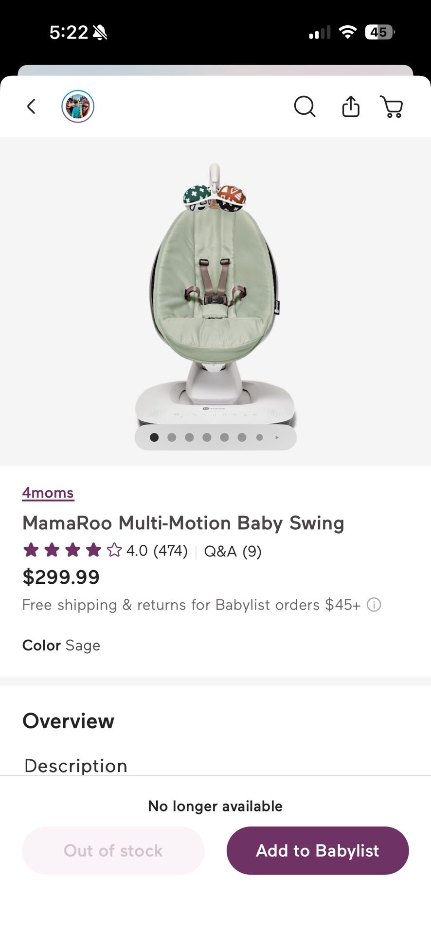 4moms MamaRoo Baby Swing