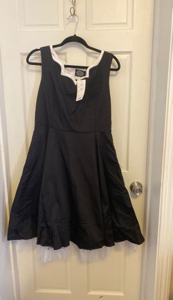 Black and white scalloped neckline dress
