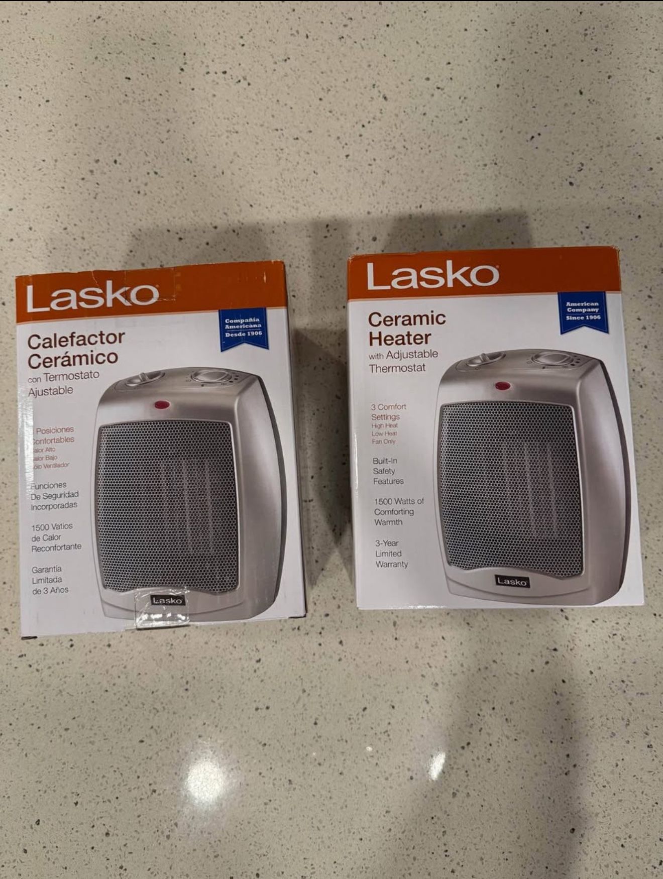 NEW Set of 2 Mini Lasko Space Heaters (Unopened)