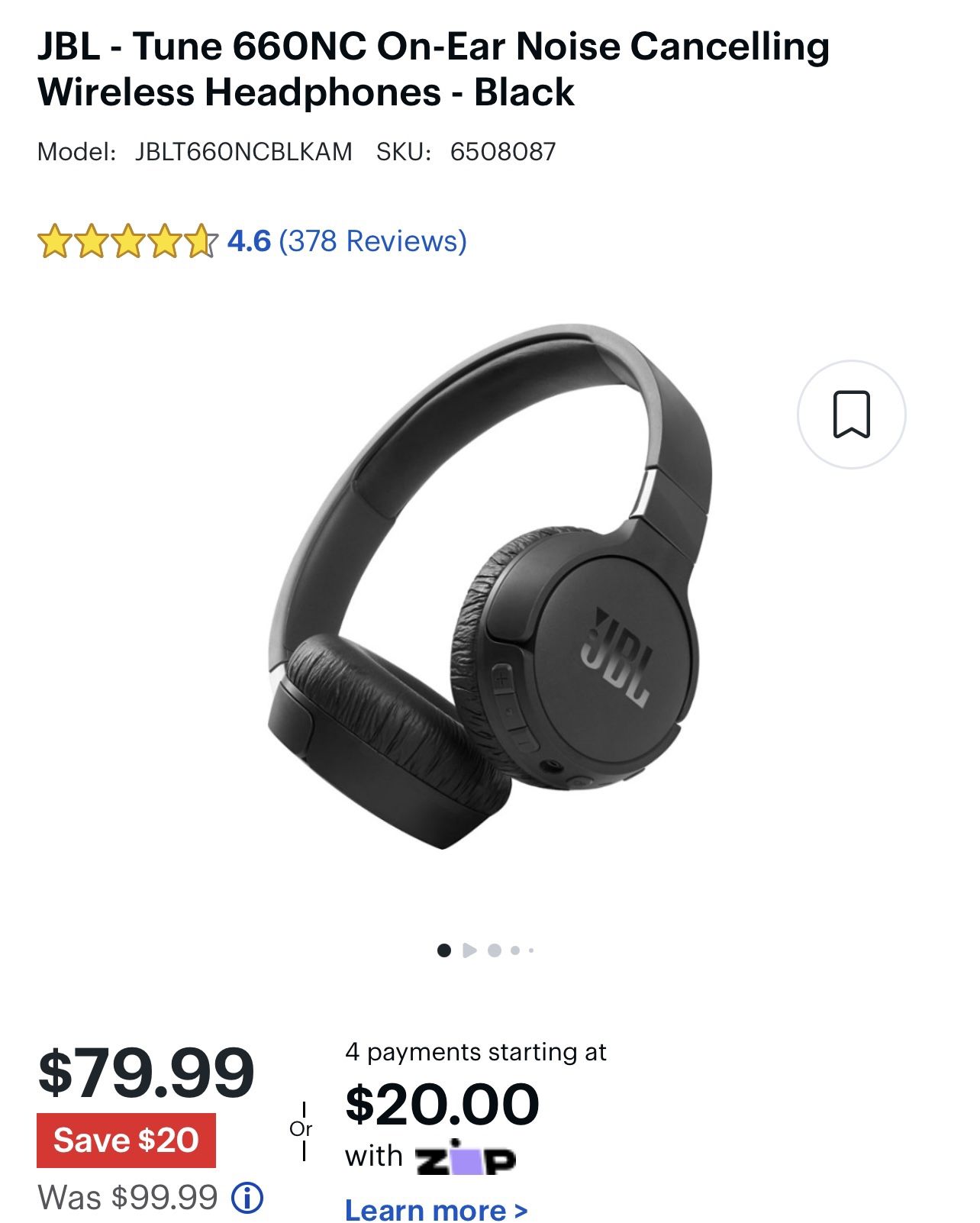 JBL Noise Canceling Wireless Headphones