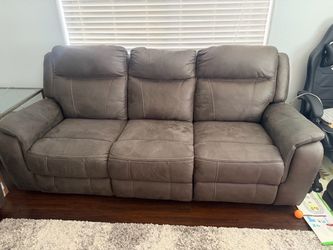 Gray Fabric Reclining Sofa