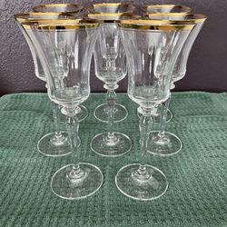 Mikasa Crystal Gold Rimmed New Wine Glasses - Set Of 6