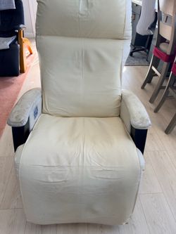 Free Cream Leather Recliner Massage Chair