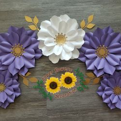 Purple And White Paper Flowers Decoration $18 Instead Of $25