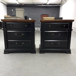 2 Matching Black & Wood Color Nightstands   / Nightstand Set / End Tables / Side Tables 