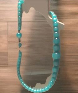 Amazonite Necklace Early 1980's,distinctive blue-green, Clasp, Frosty Look.