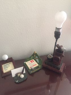 Golf Themed DESK Top SET / just so handsome and great condition