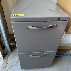 Two Drawer Grey Metal Filing Cabinet 