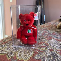 Ty Beanie Baby Osito Mexico Bear 1999 with case