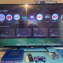 58” Philips Tv With Remote And Chrome cast Also With Remote Picks Up All The Apps 