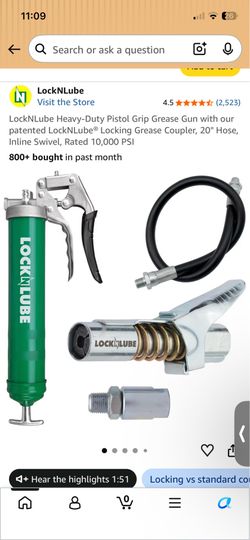 LockNLube Pistol Grip Grease Gun Kit with coupler