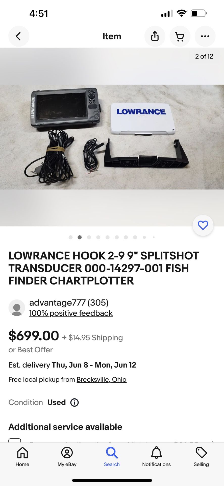 Lowrance  9 Triple Shot Fish Finder/GPS
