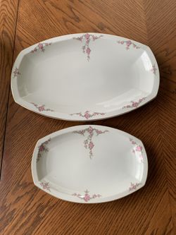 Heinrich & Co Rosalinda Porcelain Serving Platters (2) 16” and 11”