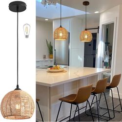 Mini Hemp Rope Woven Pendant Light Woven Light Fixture Boho