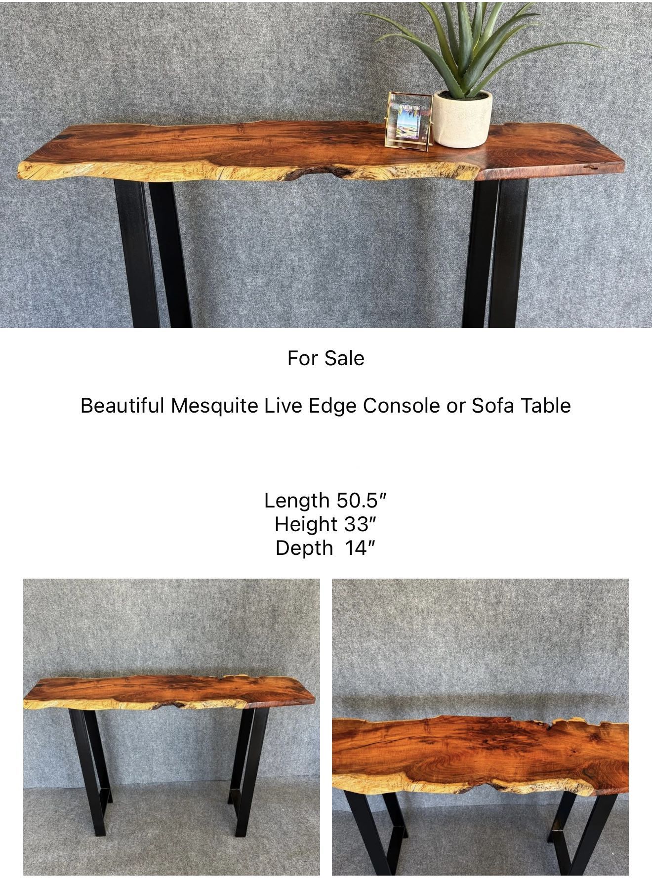 LIVE EDGE MESQUITE CONSOLE OR SOFA TABLE