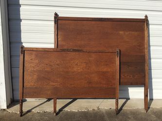 Antique full size headboard and foot board “oak”( no rails) 1900’s