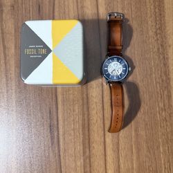 Fossil Townsman Automatic Skeleton Watch with Box – Blue Dial Brown Leather