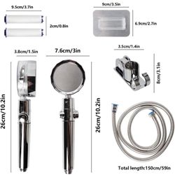 Brand new Set of Shower Heads High Pressure, High Pressure Shower Head, 360 Degrees Rotating Power Shower Head Nozzle - Turbo Fan Shower Head with 2x