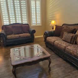 Living Spaces - Couch / Loveseat & Ethan Allen - Coffee / 2 End tables & 2 Lamps