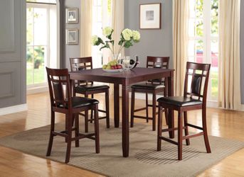 Brand New Dark Cherry 5pc Counter Height Dining Table Set