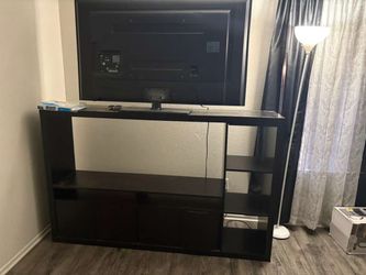 $50 Black tv stand/ living room furniture with tv