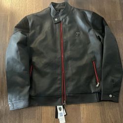 NWT Ferrari F-collections Soft Leather Jacket XXL Black Red Italy