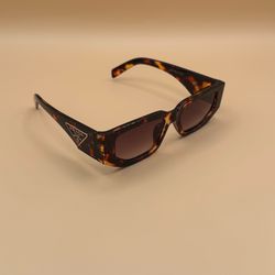 Tortoise Rectangle Sunglasses Brown Gradient Lenses Y2K Designer Style