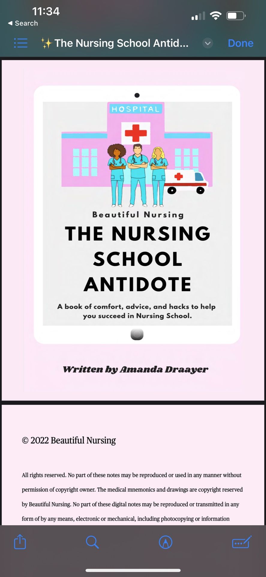 Beautiful nursing The Nursing School Antidote Book