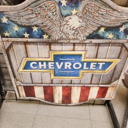 Large Chevy Chevrolet Bowtie Eagle Logo Wood Sign