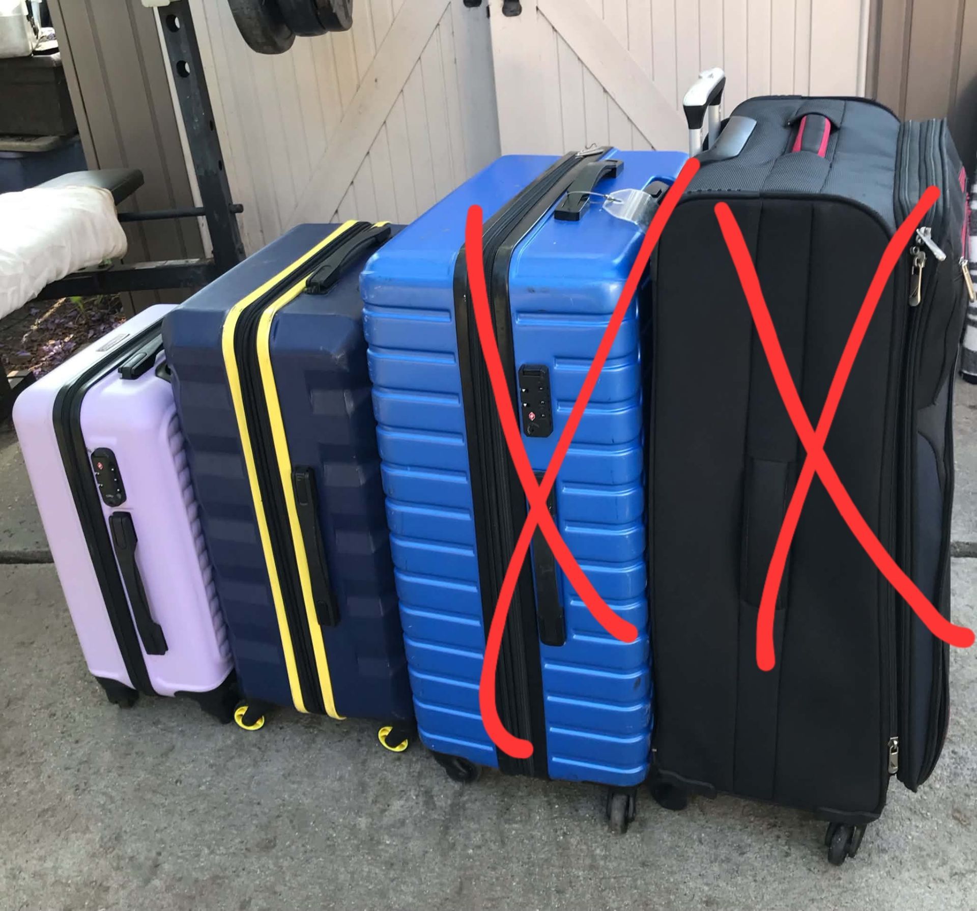 Travel lugages used clean 1 available blue $20