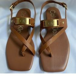 Calvin Klein Ladies Ankle Straps Flat Sandals 