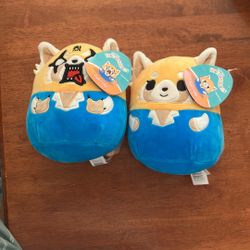 2 Sanrio Squishmallow Aggretsuko Plush Toys