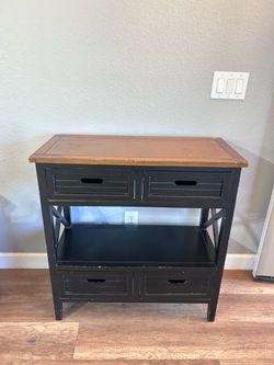 Black Console / Entryway Table with Drawers & Wood Top