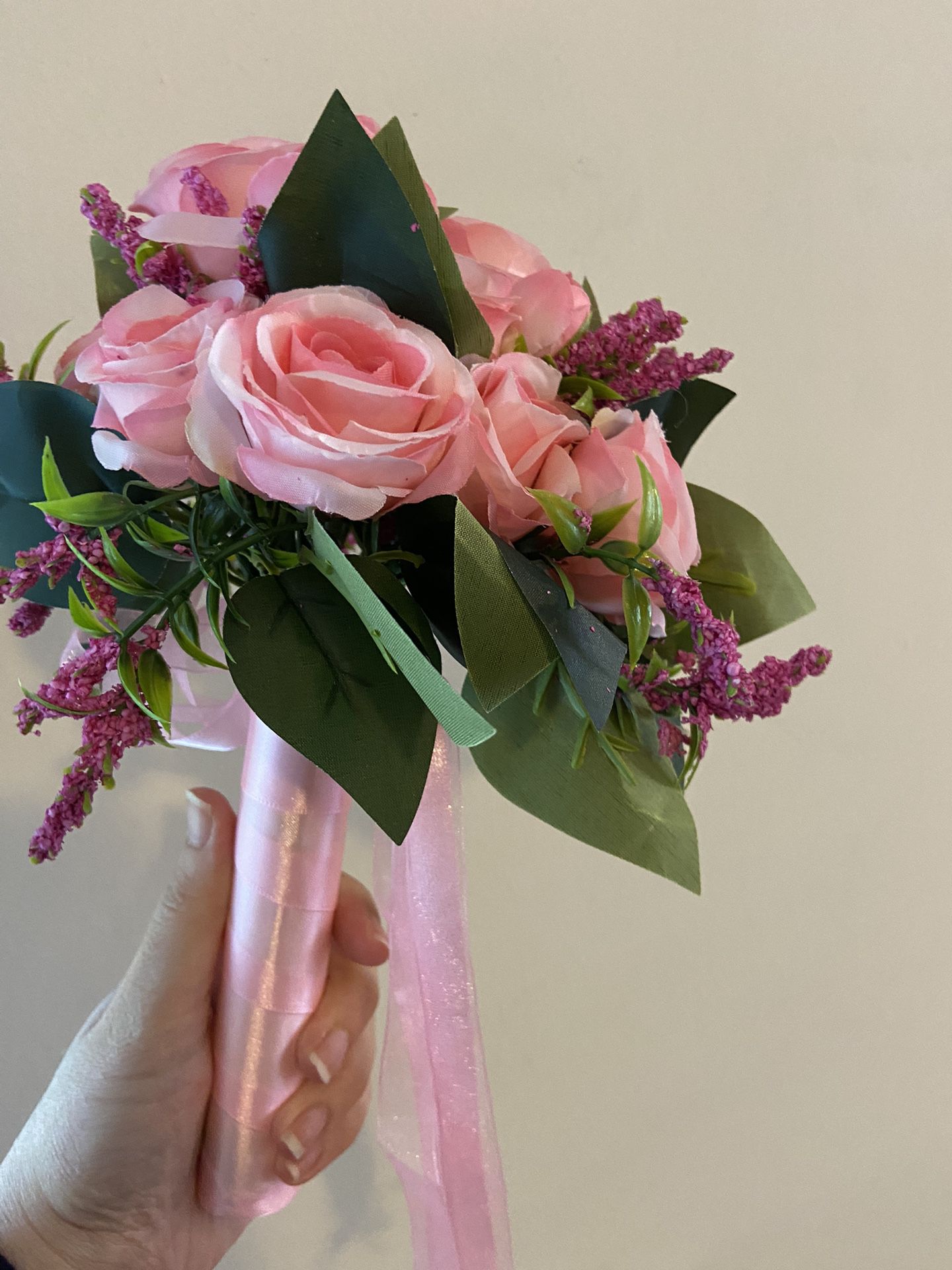 Pink Artificial holding Flowers Bouquet Rose For Wedding Artificial Flowers Suit Wedding Bride Holding Bridesmade   Message me if you are interested i