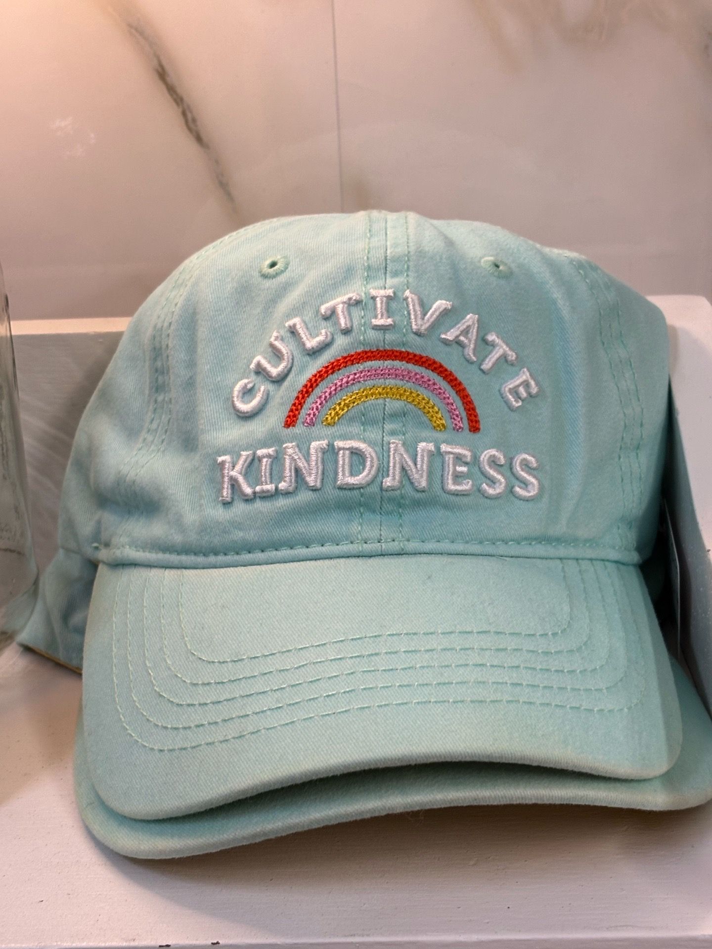 Mint Cap Embroidered W/ Cultivate Kindness W/ Rainbow