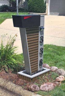 Premium Handcrafted MailStand,Durable Composite Post, Metal Numbers,Custom Mailbox,Creative Design
