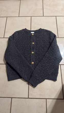 Dark grey textured-knit cardigan