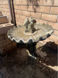 Beautiful cement bird bath with stand