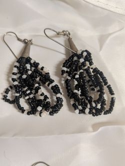 Black and white dangle earrings