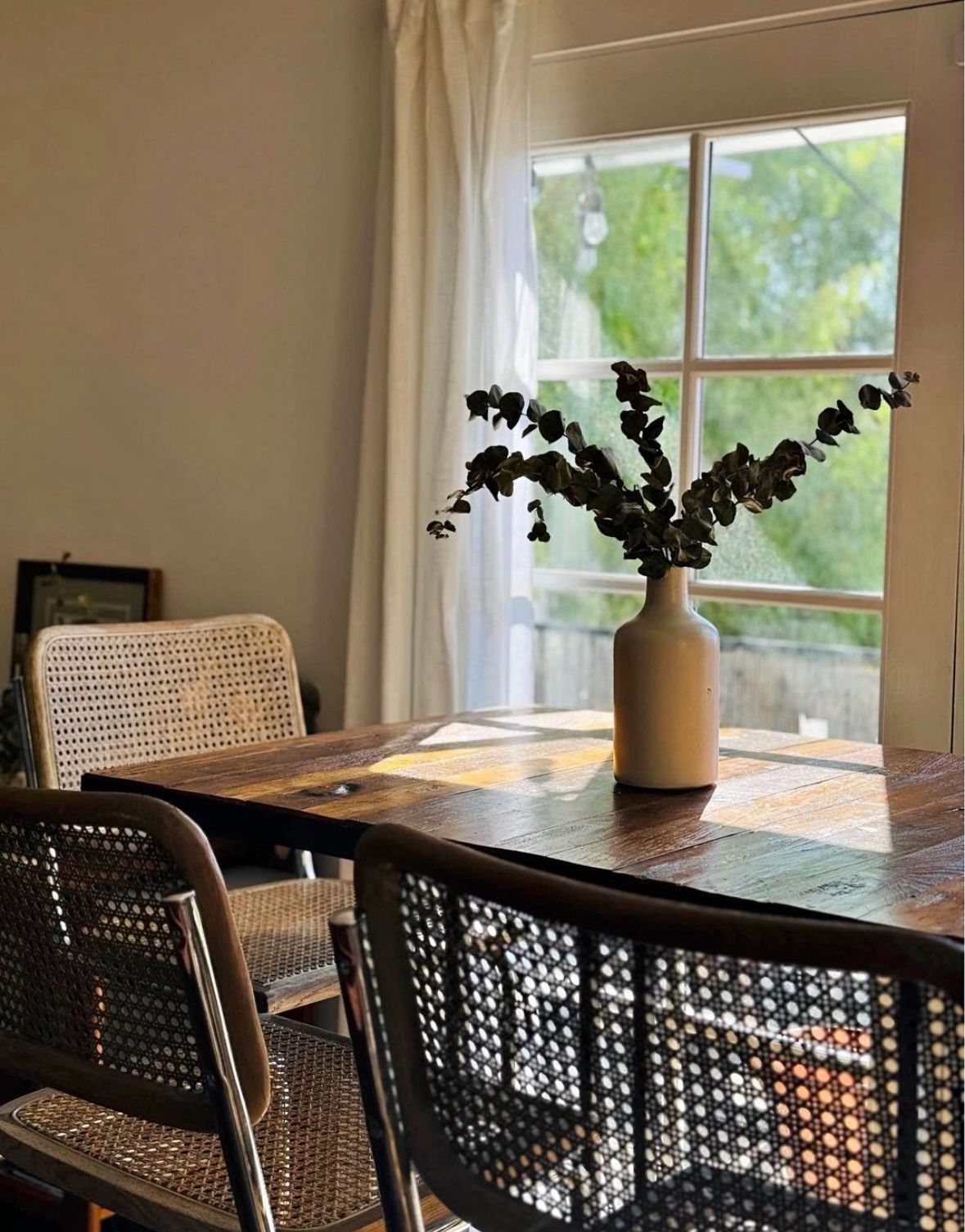 tables and chairs set, original vintage rattan bar stools