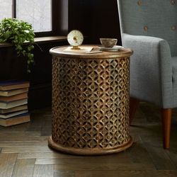 West Elm Carved Mango Wood Side Table
